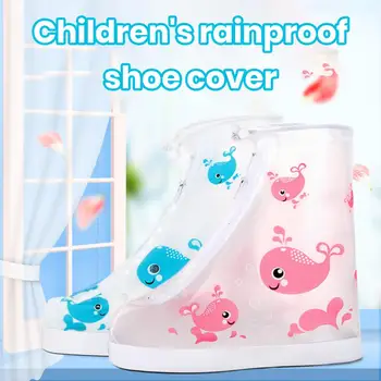 1 Чифт Непромокаемых Калцуни с Неплъзгащи Подметки, Водоустойчив Износоустойчиви Калъфи на цип с Анимационни Принтом, Защитни капаци за обувки за деца