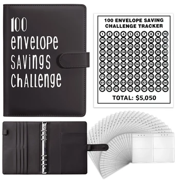 100 пликове с разговори за спестяване на пари, папка формат А5, от пзр на папка с парични конвертами за планиране и спестяване на 5050 долара