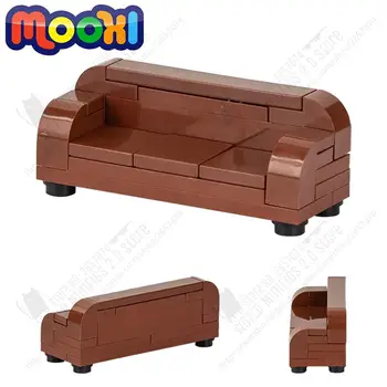 Серия мебели MOC0006 Дълъг диван MOC Строителни блокове направи си САМ Украса на сцената в стаята, Аксесоари за модели, Тухли, играчки за деца