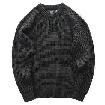 Есенно-зимния топло модерен обикновен пуловер с кръгло деколте, Мъжки пуловер, пуловер, Мъжки вязаный пуловер, трикотаж В100