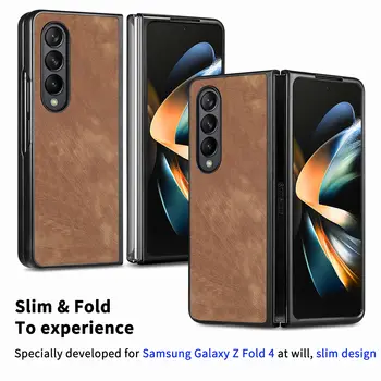 за samsung z fold 4 Ултра-Луксозен Кожен Калъф за мобилен телефон Samsung Galaxy Z Fold 4 5G Fold4 Zfold4 Бизнес Матово покритие