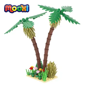 Творческа тропическо растение, модел на кокосовата палма, Градивен елемент на Морския град, Монтаж на тухли, Развитие на играчка за деца, подарък MOC3002
