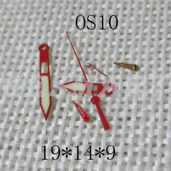 Часовникът 19x14x9 мм с червена тапицерия и зелен люмом за механизъм Miyota OS10 0S10