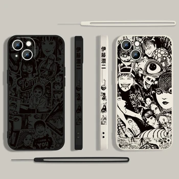 Junji Ito horror comics Калъф За iPhone За 14 13 12 11 Pro Max Plus XS XR X 8 7 SE с Течна лявата Въже, Цветна капачка на Apple