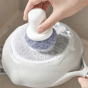 Гъба за миене на сивата Удобен дизайн на дръжката за почистване на Лесното сваляне Лесно миещи Средства за почистване на кухня Нановолоконный почистване крушка