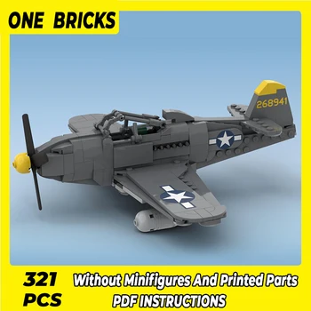 Технически тухли Moc Военен модел P-63 King Cobra, бомбер, модулни градивни елементи, подаръци, играчки за деца, комплекти за сглобяване 