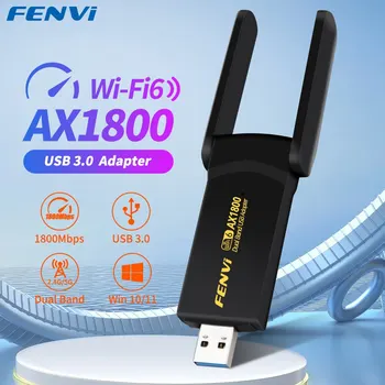 FENVI 1800 Mbps WiFi 6 USB Адаптер двойна лента 2,4 Г/5 Ghz Безжична WiFi Приемник USB 3.0 Ключ Мрежова карта За Преносими КОМПЮТРИ Win 10/11