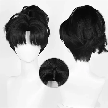 Обратното: 1999 En-En Ли и Инуяша Кагура, перука за cosplay, черна къса коса, термоустойчиви синтетични аксесоари за Хелоуин, реквизит