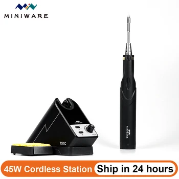 MINIWARE TS1C Безжична поялната станция 45 W, Bluetooth 4,2, Безжичен поялник, Суперконденсатор, Преработка, SMD Инструмент за ремонт