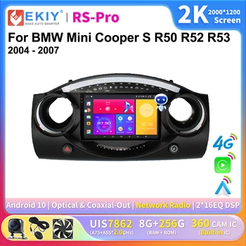 EKIY 2K Екран CarPlay Радио За BMW Mini Cooper S R50 R52 R53 2004-2007 Android Auto 4G Автомобилен Мултимедиен Плейър Стерео GPS 2Din