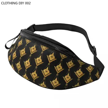 Поясная чанта със златен масонска символ, Дамски Мъжки Модни поясная чанта през рамо, за масонството, за къмпинг, планинско колоездене, за телефона, за пари