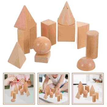 Геометричния модел, 3D играчки-блокове, дървени ученически пособия, Интересна форма за обучение на деца в предучилищна възраст Монтесори