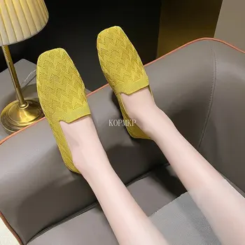 Модни Дамски обувки на равна подметка, дишащи Меш балет апартаменти без обков, Мека Лятна Градинска Обувки за жени, Zapatos De Mujer 35-43