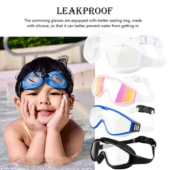 Детски очила за плуване Гъвкави фарове за херметични силикон пръстен Регулируеми подводни плажни очила за плуване бял