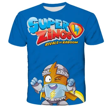 Superzings/ Модни тениска със забавна модел от карикатура, Детска тениска Супер Kawaii Zings, Детска Сладка тениска с Аниме, Детски тениска За момчета и момичета