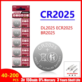 40-200 бр. CR2025 Батерия CR 2025 3 Литиева Батерия DL2025 BR2025 KCR2025 за Кола За Дистанционно Управление на Часовник Бутон Монета Клетка