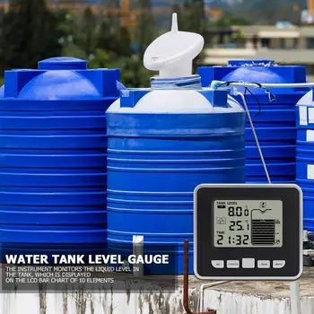 Ултразвукова Безжичен Измерител на нивото на течността в резервоар за вода с дисплей на температурата Цифров Нивото на водата в Аквариума