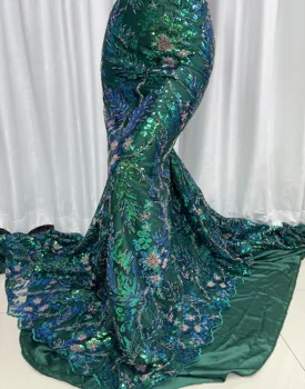 Луксозна Нигерийская Лейси плат, ръчно изработени beaded 2023, Висококачествен африкански рокля от френски плат, расшитое зелени пайети