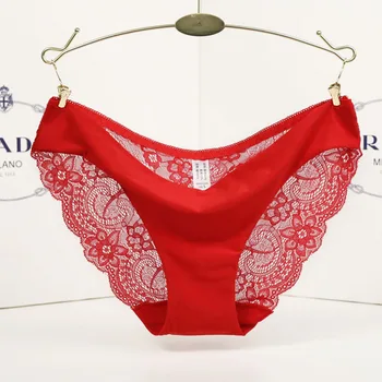 SEPARQI/ Дамски Секси дантелени бикини с висока промежностью, Прозрачни Меки гащи с флорални лък, бельо Culotte Femme