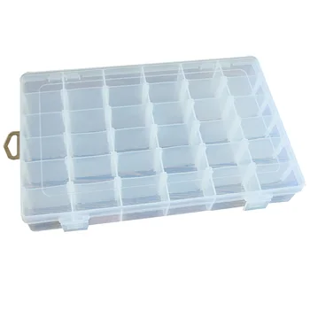Пластмасова кутия за съхранение на бижута с 36 офиси, Обеци-организаторите от планински кристал, Контейнер-организатор - бял