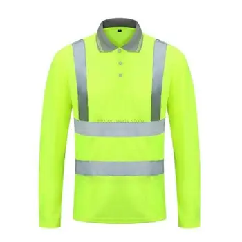 Мъжки светоотражающая защитна тениска с висока видимост, бързосъхнеща работни дрехи с дълъг ръкав, защитно работно облекло за строителството на открито