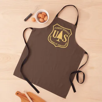 Кафяво жълта престилка с логото на горската служба на САЩ, секси жена кухненска престилка