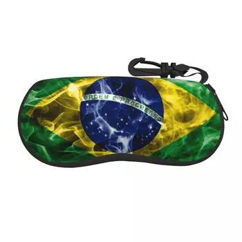 Обичай калъф за очила с бразилски флаг на Преносим калъф за очила под формата на Бразилската мивки Кутия за слънчеви очила