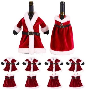 Креативен Коледен комплект за бутилки Вино, Дом на Дядо коледа, Капачка за бутилка вино, отглеждане с Снеговиком, Подарък за притежателите, Коледни подаръци, Коледна украса