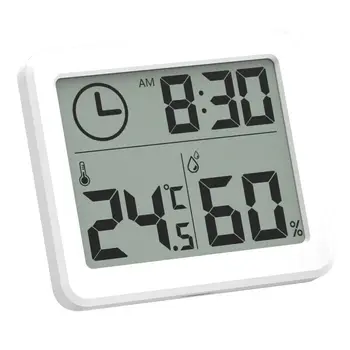 Мултифункционален термометър-Влагомер, Автоматичен електронен монитор на температурата и влажността, Часовници с 3.2-инчов голям LCD екран