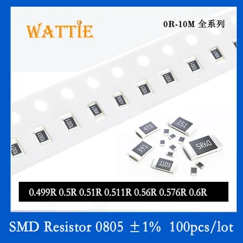 SMD резистор 0805 1% 0,49 R 0,5 R 0,51 R 0,511 R 0,56 R 0,576 R 0,6 R 100 бр./лот микросхемные резистори 1/10 W 2,0 мм * 1,2 мм и с ниското ниво на съпротива