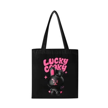 Холщовая чанта за пазаруване с черен заек