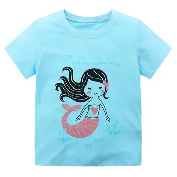 Тениска с къси ръкави за момичета, Тениска за момиченца, Памучен детска тениска, Лятна тениска за бебета, бебешки дрехи, Детски тениска за момичета