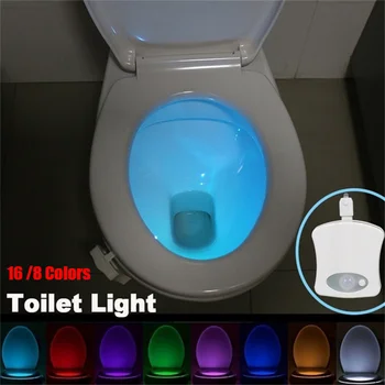 Лека нощ За Тоалетна Smart PIR Датчик за Движение, Тоалетни осветителни Тела LED нощна светлина За Баня 16 Цвята Тоалетна Лампа За Тоалетна Баня с Мивка