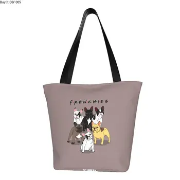 Потребителски Забавни френски, френски Булдог, Холщовая пазарска чанта За Жени, Процесът на Продуктовата чанти за кучета, чанти за пазаруване с животни