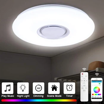 RGB Led тавана лампа, с регулируема яркост, съвместим с Bluetooth, Лампа за декорация на дома 2800 До 6500 К, Умен тавана лампа за дома, детски стаи