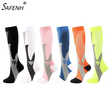 20-30 мм черни футболни компресия чорапи, които правят умора, правят болка, професионални спортни чорапогащи над коляното за бягане, мъжки и женски