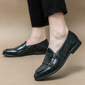 Мъжки Кожени обувки в Черен Цвят, Удобни Обувки с мека Подметка, Пролет-Есен, Кума, Мъжки Бизнес Официалната Нескользящая Дрехи, Ежедневни Обувки, Обувки