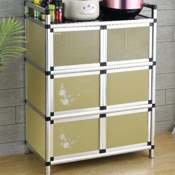 Проста Кухненски мебели, Ламинирани кухненски шкафове от алуминиева сплав, Модерен шкаф за съхранение на съдове за дома, многофункционална стойка