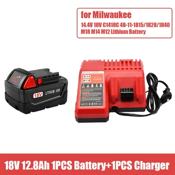 2023 100% Оригинал за Milwaukee XC M18 M18b Оригинален 18V 12800 mah Литиево-йонна Батерия 12.8 ah + Зарядно устройство за Безжични Инструменти
