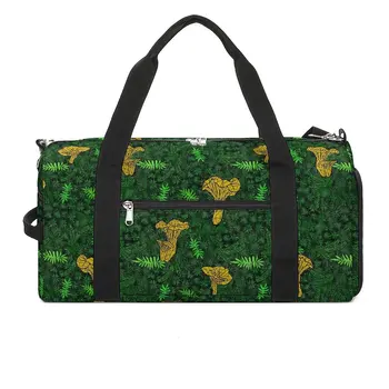 Спортна чанта от лисичкового мъх С принтом зелени листа, спортни чанти за тренировки, мъжки И дамски дизайнерски Големи чанти за фитнес, водоустойчива чанта