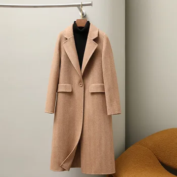 новост есента 2023, Висококачественото Двустранно Вълна палто ръчно изработени Дамско Палто от Вълнен плат С Устно Модел, Темперамент