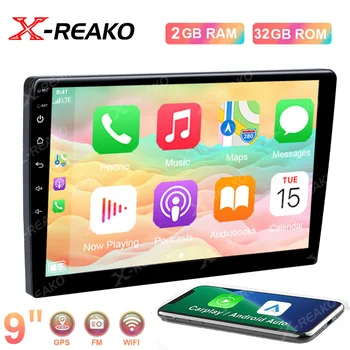 X-REAKO 2G 32G Android 12 Авто Радио Мултимедиен Плейър Авторадио 2 Din 9 Инча CarPlay Стерео GPS Навигация Bluetooth 2din