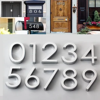 3D последователност на номериране табела за врата, Самозалепващи стикер, Пластмасови смола, Цифри върху вратата на дома от 0 до 9, Пощенската кутия на хотела, Адрес на апартамент, стая, Вратата на етикета