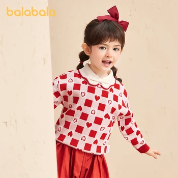 Balabala/Пуловер за момичета с малки деца 2023, Пролетно-Есенен Пуловер, Долен Трикотаж, нова година Удобен Пуловер