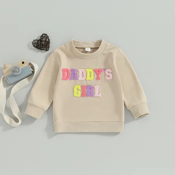Качулка за момиченца от 0 до 4 години, всекидневни пуловер с дълги ръкави и зацапани букви, hoody с качулка, есенни и зимни блузи, Дрехи