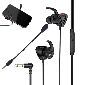 Слот ушите слушалки за геймъри-обшивки с подвижна двоен микрофон, 3,5 мм Схема за намаляване на шума, слушалки в ушите