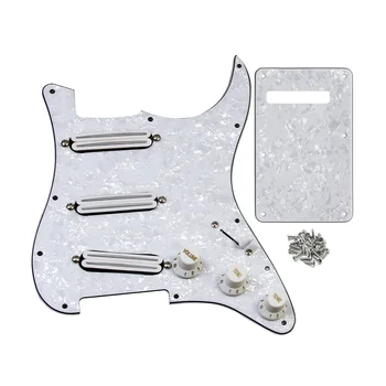 Тампон за електрически китари FLEUR White Pearl Alnico 5 с предварителна инсталация, звукосниматели SSS Hot Релси + заден панел + винтове