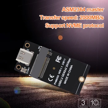 Такса за конвертиране NVME ASM2364 Такса адаптер M. 2 Type C Странично Board USB3.2 Gen2x2 2000 MB/s. за SSD 2230/42/60/80 Директен доставка