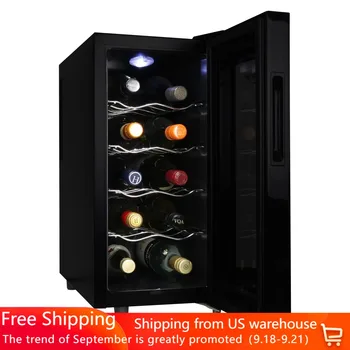 Охладител за вино, 10 бутилки, Тец, отделно стои вино хладилник, КОНТРОЛЕР СЪС сензорен ЕКРАН, а вратата е със защита от ултравиолетови лъчи