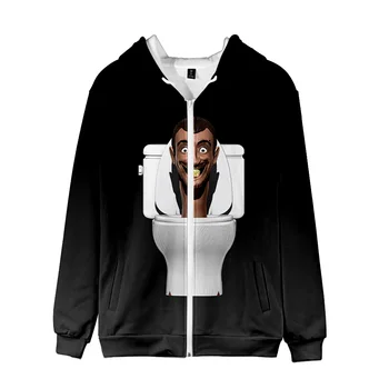 Hoody с качулка на цип Skibidi, Унисекс, модни hoody с качулка с цип, 3D щампи, градинска облекло